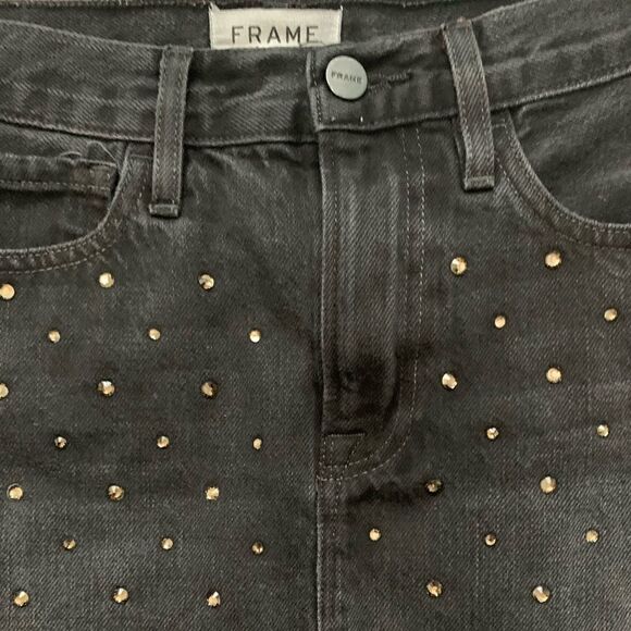 FRAME Denim Mini Skirt Embellished Size 24 - Picture 9 of 12